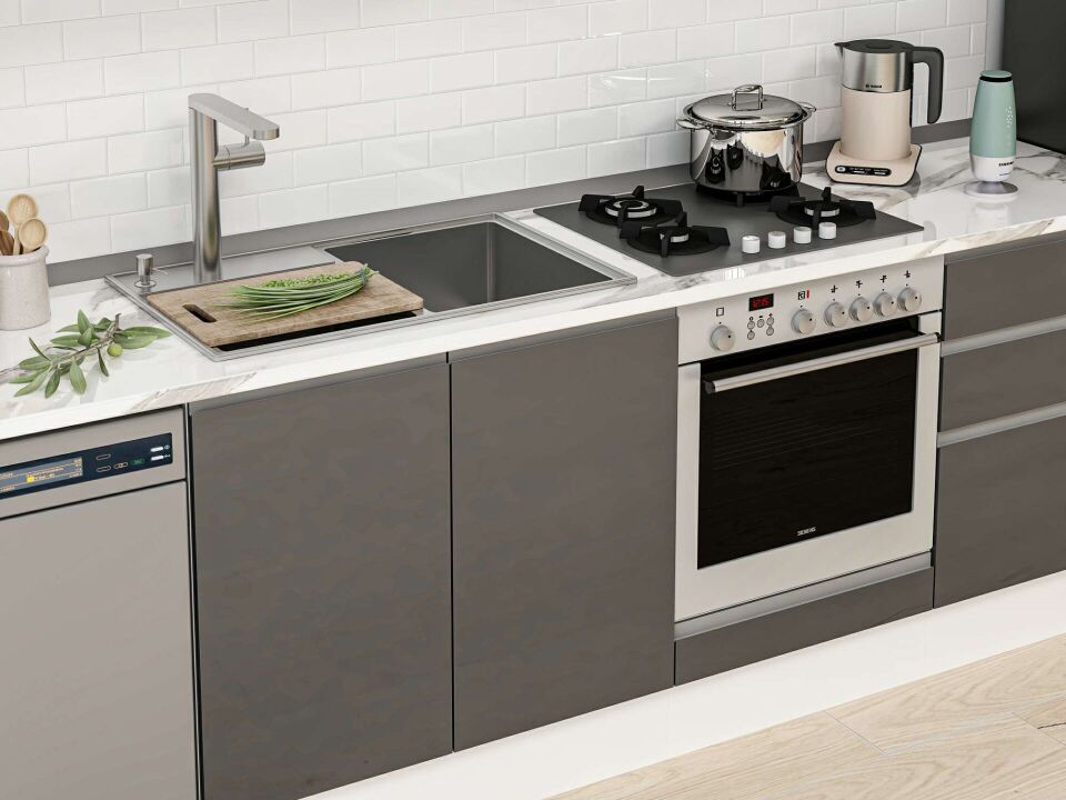 Alvinka 310X210 Cm High Gloss Mutfak Dolabı Mb-E80B50S60-3 High Gloss | Antrasit - Suntalam
