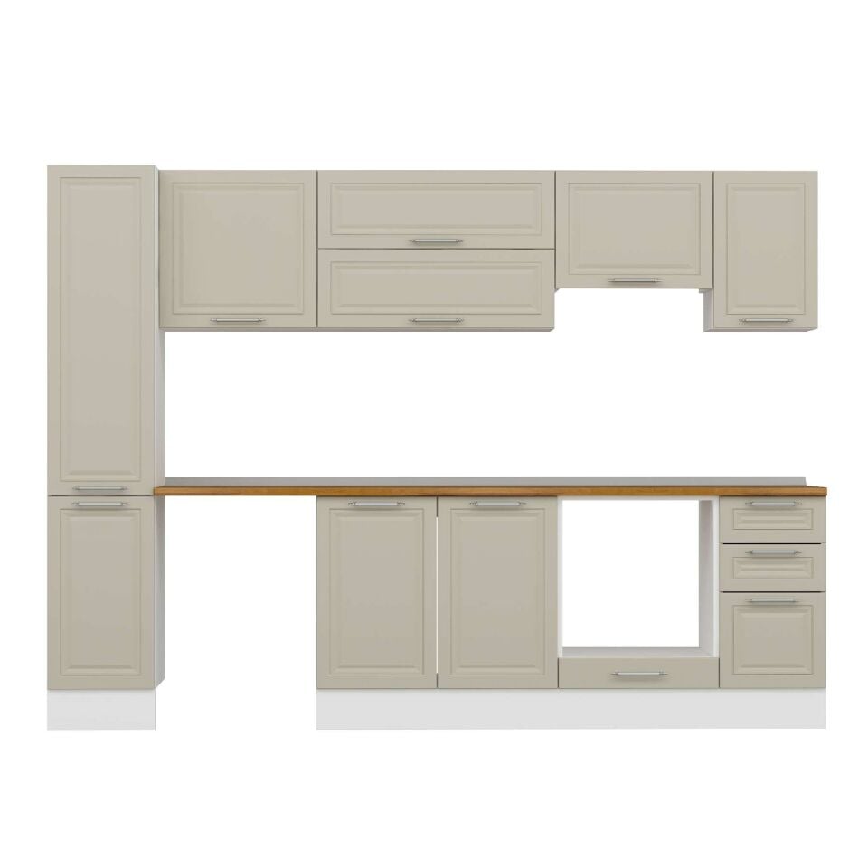 Alvinka 280X210 Cm Klasik Mebran Mutfak Dolabı Mb-E80B40S40-1 Mebran | Kumtaşı - Suntalam