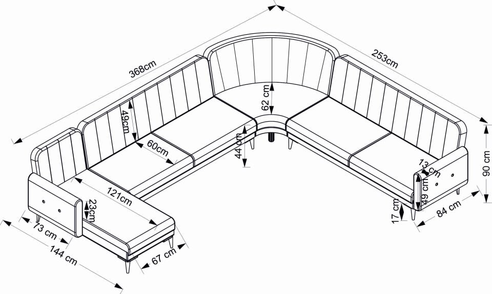 Bona Dinlenme+3+C Köşe+2 Köşe Takımı Bej Valebo-03 Ceviz Ayak