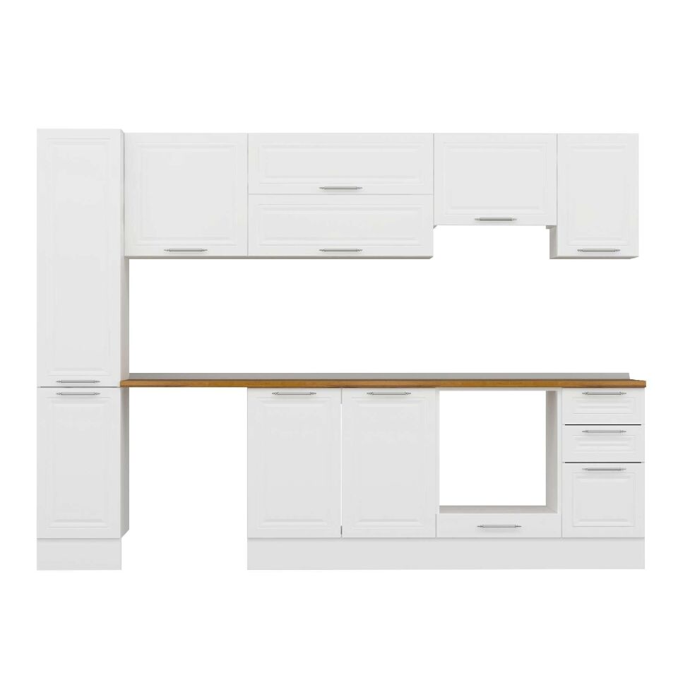 Alvinka 280X210 Cm Klasik Mebran Mutfak Dolabı Mb-E80B40S40-1 Mebran | Beyaz - Mdf