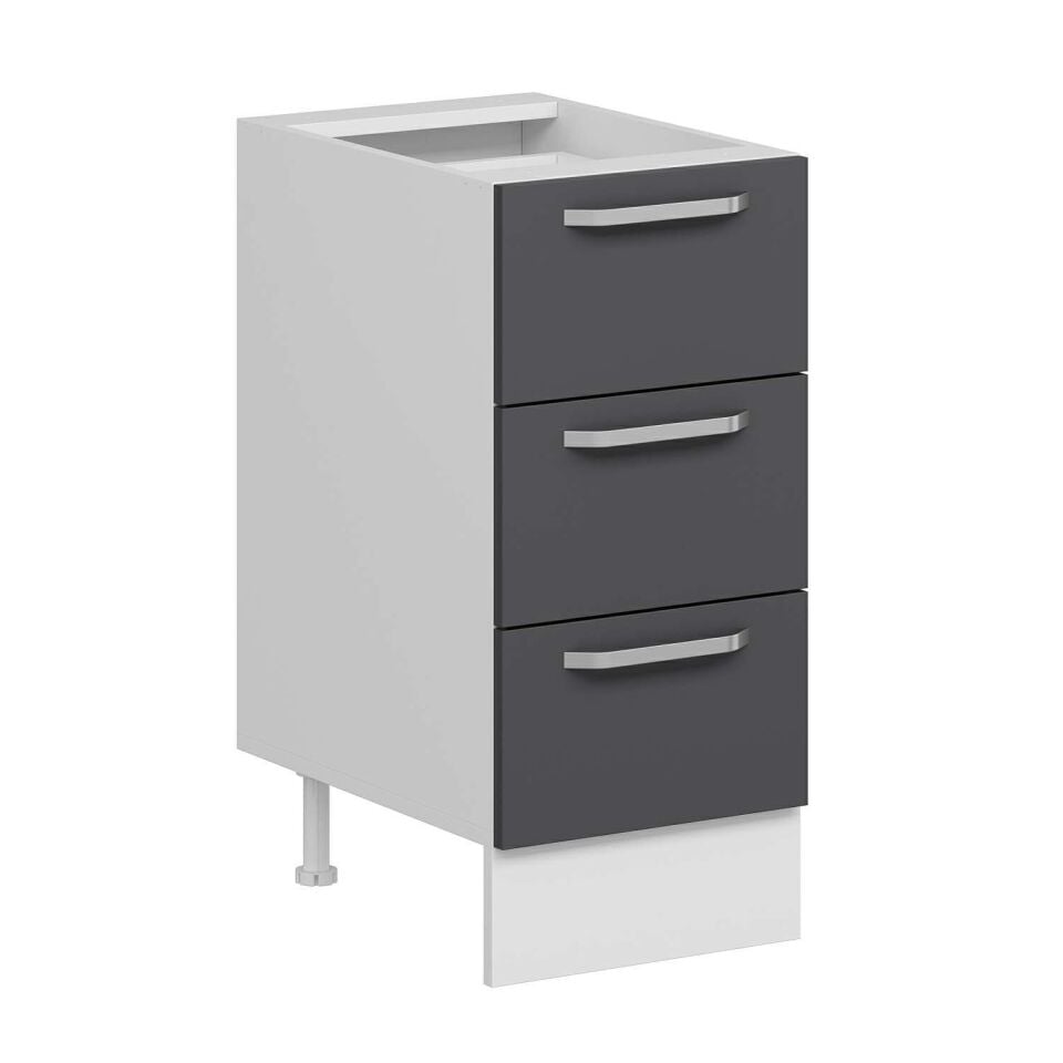 Alvinka Mutfak Modül Duz Alt 3Ç 40Cm Dolap Beyaz Antrasit