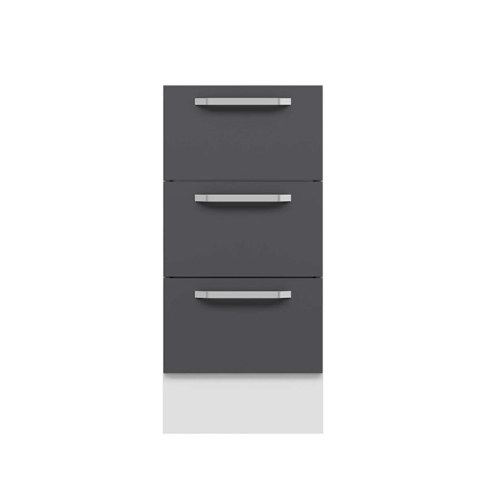 Alvinka Mutfak Modül Duz Alt 3Ç 40Cm Dolap Beyaz Antrasit
