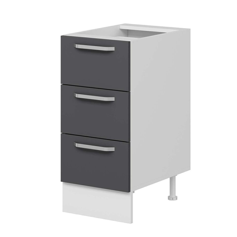 Alvinka Mutfak Modül Duz Alt 3Ç 40Cm Dolap Beyaz Antrasit