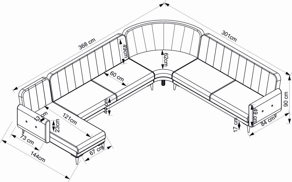Bona Dinlenme+3+C Köşe+3 Köşe Takımı Bej Valebo-03 Ceviz Ayak