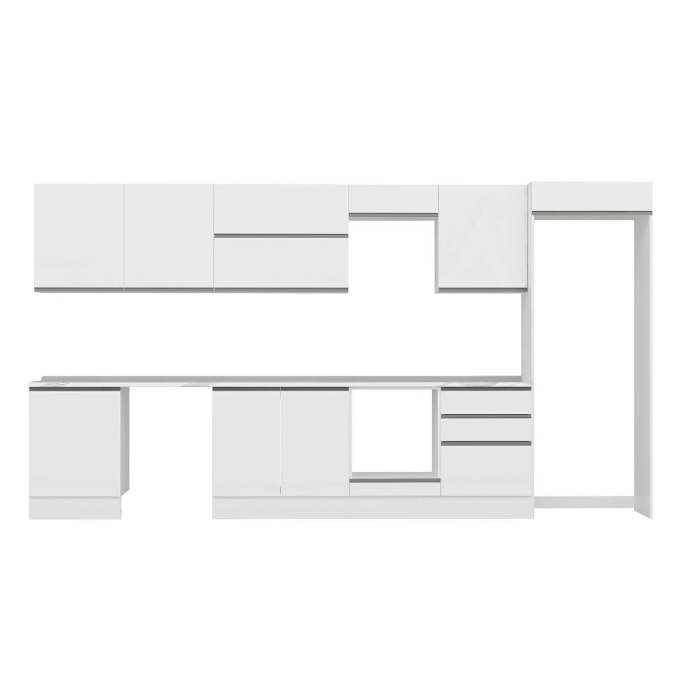 Alvinka 410X222 Cm High Gloss Mutfak Dolabı Mb-E90S60S60-2 High Gloss | Beyaz - Suntalam