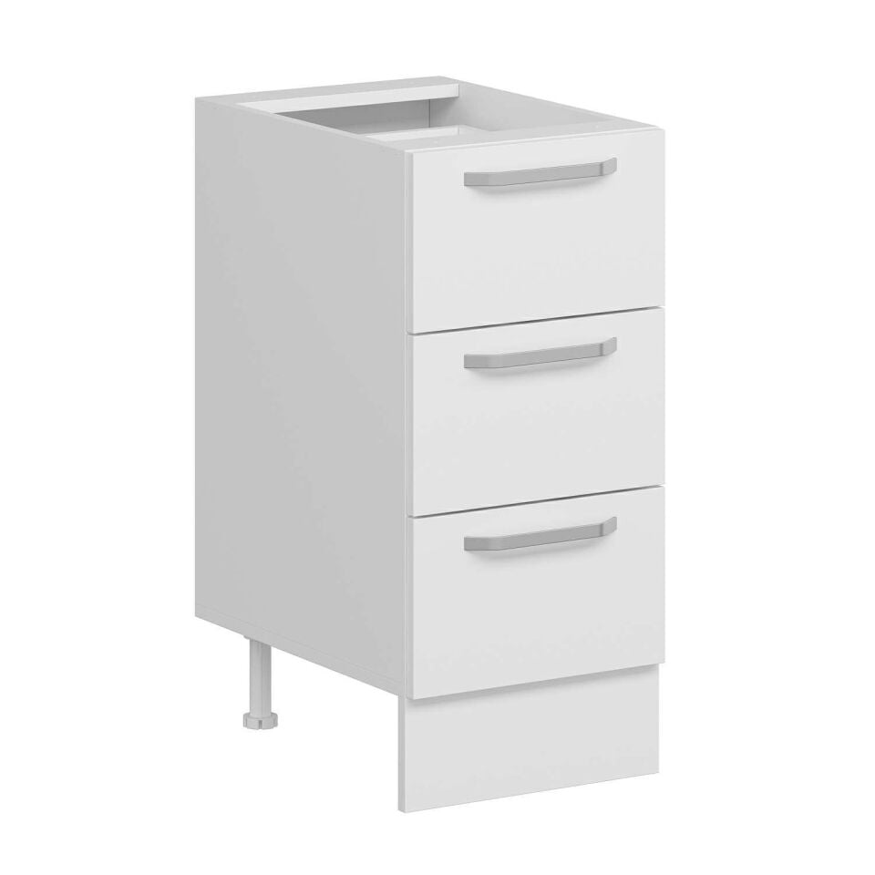 Alvinka Mutfak Modül Duz Alt 3Ç 40Cm Dolap Beyaz Beyaz