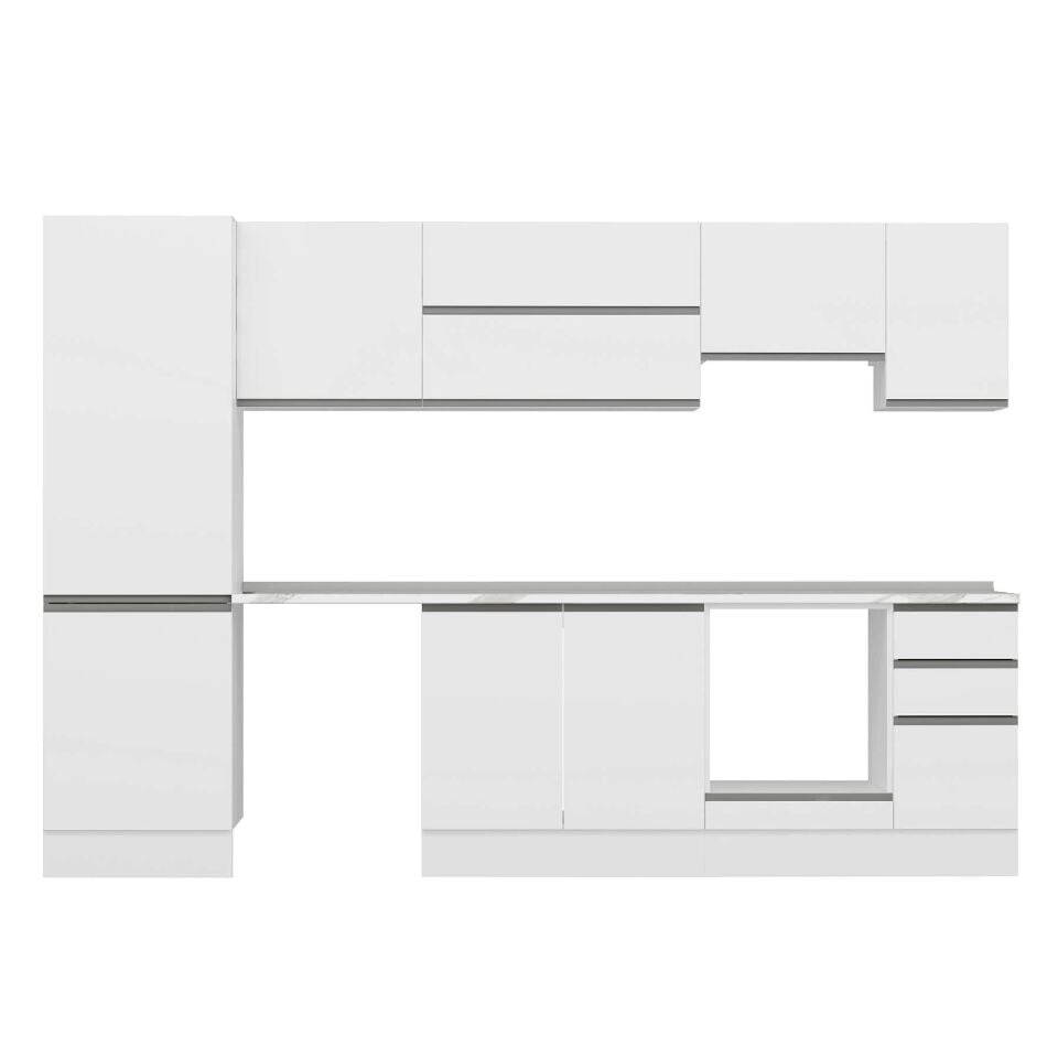 Alvinka 300X210 Cm High Gloss Mutfak Dolabı Mb-E80B60S40-1 High Gloss | Beyaz - Mdf