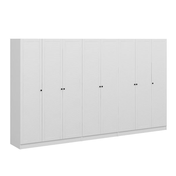 Minar Kale 8 Mebran Panjur Kapaklı 4 Çekmeceli Dolap Beyaz/Beyaz