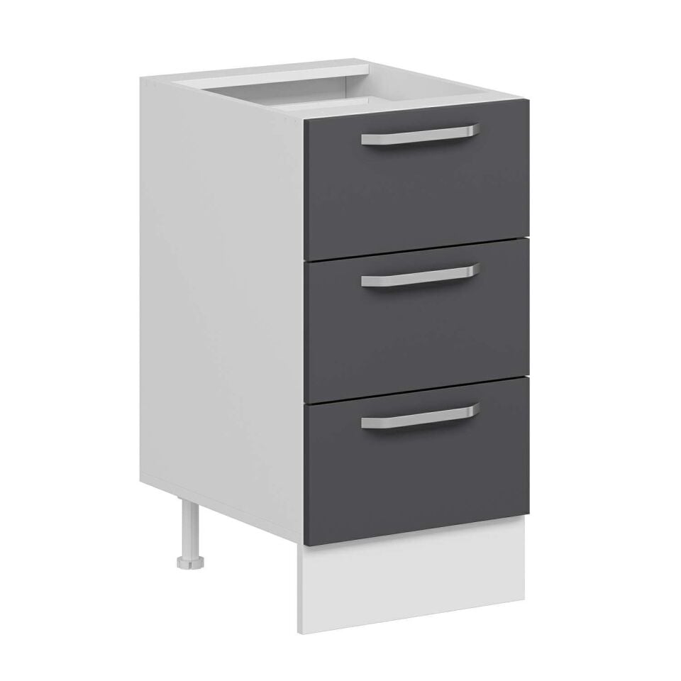 Alvinka Mutfak Modül Duz Alt 3Ç 45Cm Dolap Beyaz Antrasit