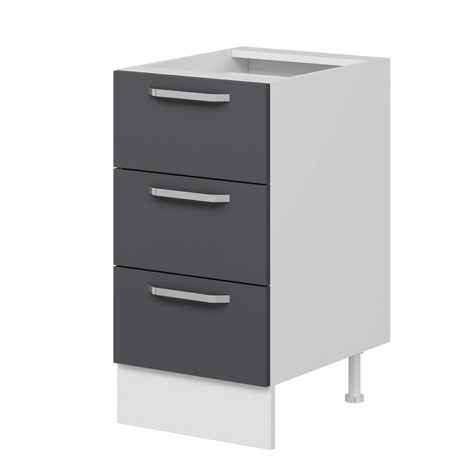 Alvinka Mutfak Modül Duz Alt 3Ç 45Cm Dolap Beyaz Antrasit