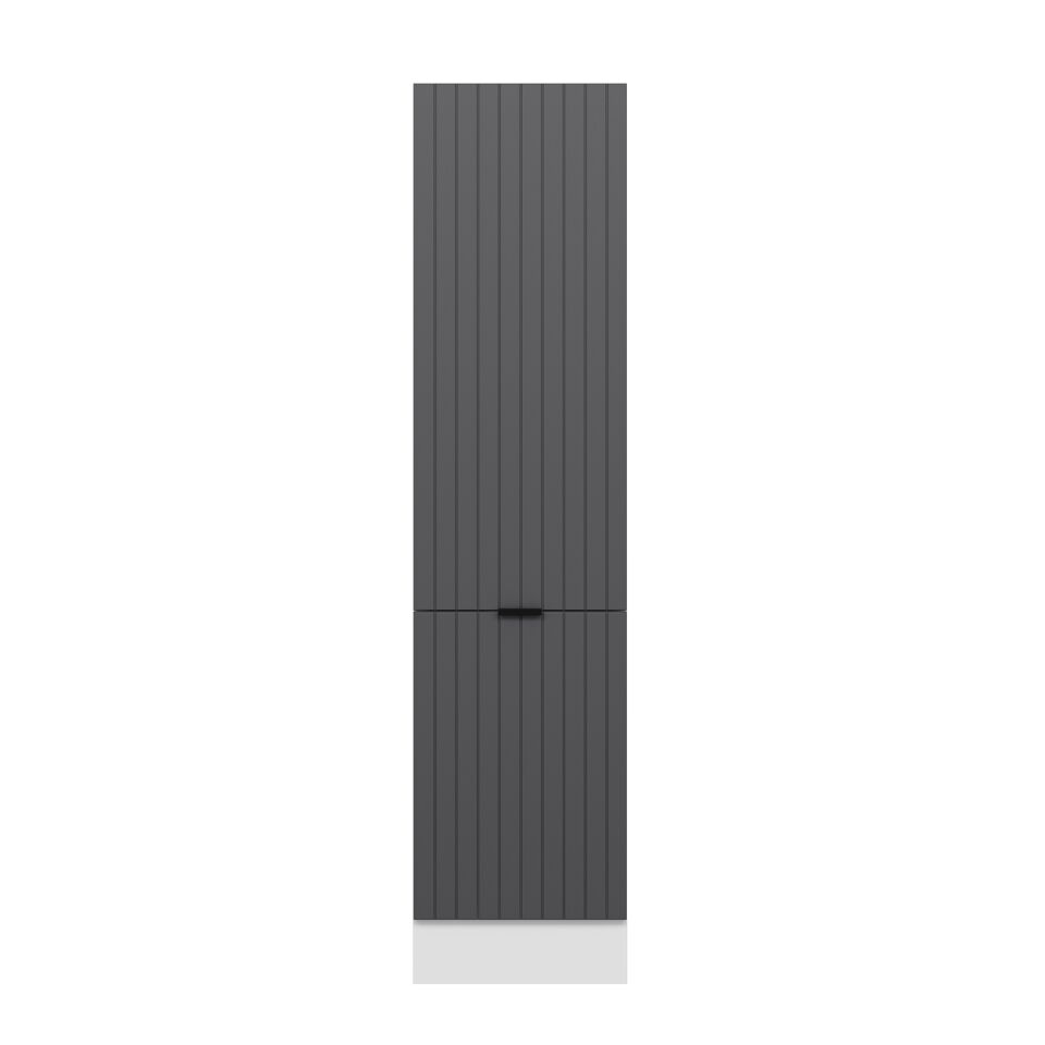 Alvinka Mutfak Modül Mbr_B 50-H210Cm Boy Dolabı Beyaz Antrasit Mdf