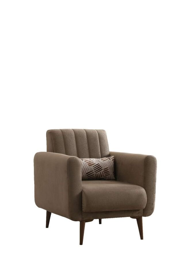 Bona 3+1 Berjer Koltuk Takımı Bej (Valebo-03-Valebo-06) Ceviz Ayak