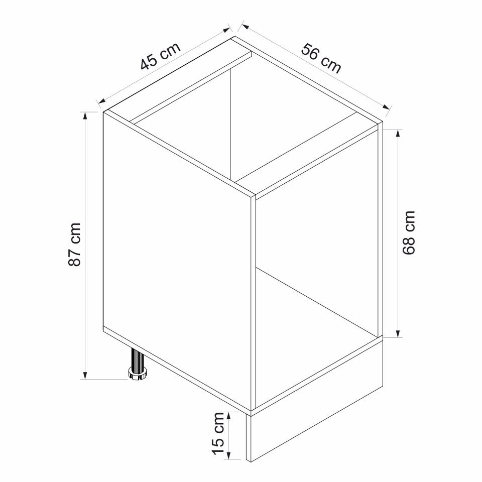 Alvinka Mutfak Modül Mbr_B Alt 3Ç 45Cm Dolap Beyaz Beyaz