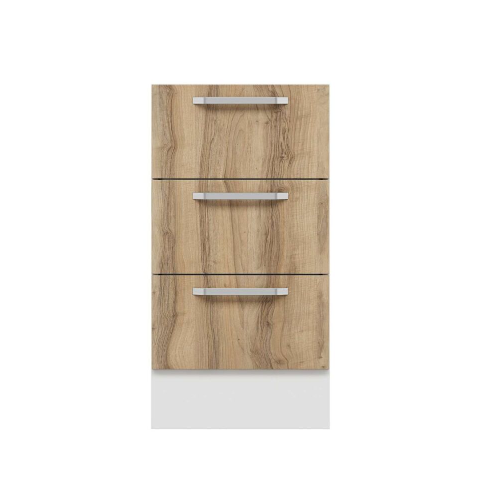 Alvinka Mutfak Modül Duz Alt 3Ç 45Cm Dolap Beyaz Dore