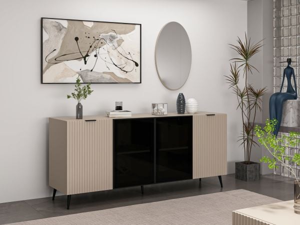 Minar Kale Cam Kapak Aynalı Konsol Plus