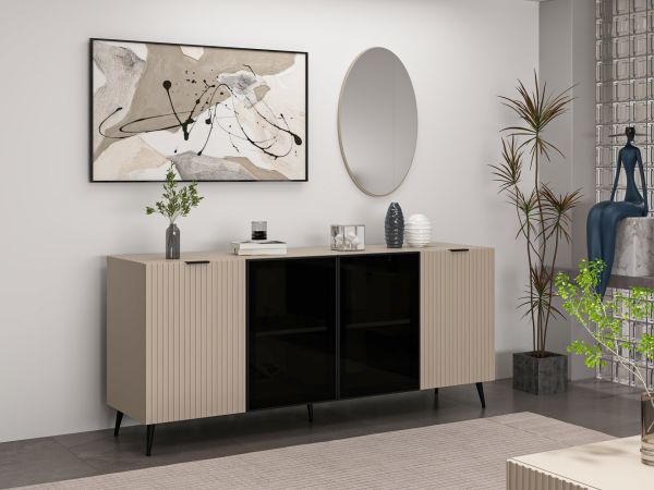 Minar Kale Cam Kapak Aynalı Konsol Plus