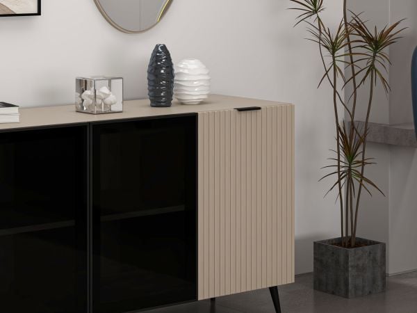 Minar Kale Cam Kapak Aynalı Konsol Plus