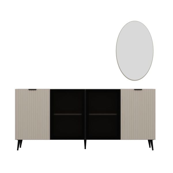 Minar Kale Cam Kapak Aynalı Konsol Plus