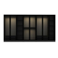 Minar Kale 8 Cam Kapaklı 4 Çekmeceli Dolap - Antrasit/Siyah