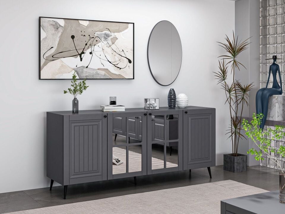 Minar Kale Cam Kapak Aynalı Konsol İlkbahar