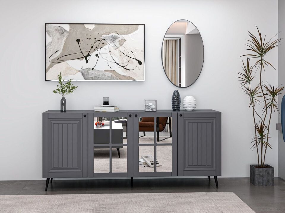 Minar Kale Cam Kapak Aynalı Konsol İlkbahar