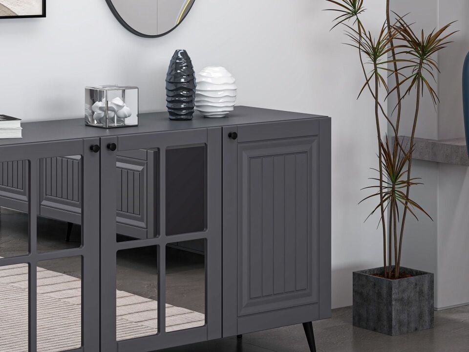 Minar Kale Cam Kapak Aynalı Konsol İlkbahar