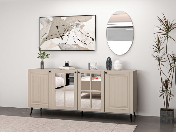 Minar Kale Cam Kapak Aynalı Konsol İlkbahar