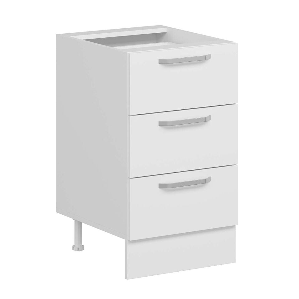 Alvinka Mutfak Modül Duz Alt 3Ç 50Cm Dolap Beyaz Beyaz