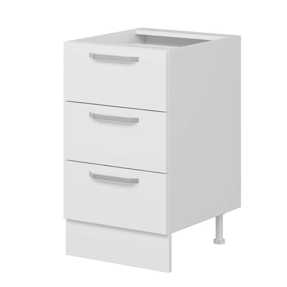 Alvinka Mutfak Modül Duz Alt 3Ç 50Cm Dolap Beyaz Beyaz