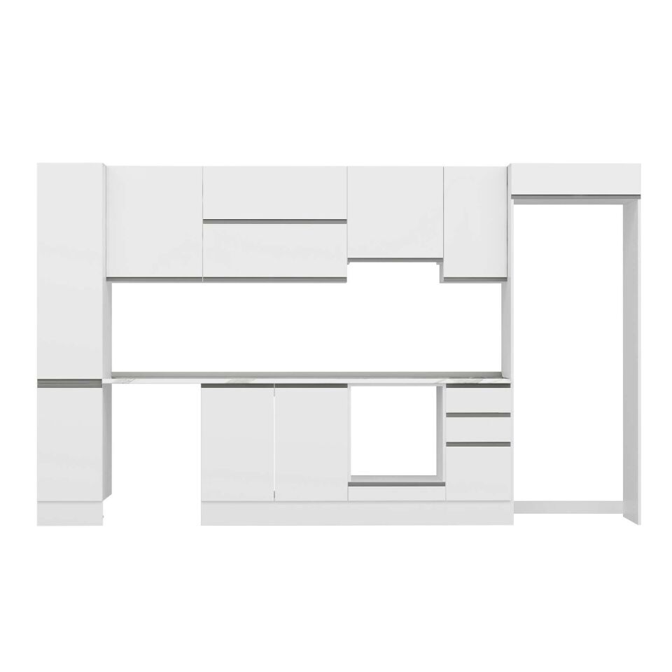 Alvinka 370X222 Cm High Gloss Mutfak Dolabı Mbb-E90B40S40-1 High Gloss | Beyaz - Suntalam