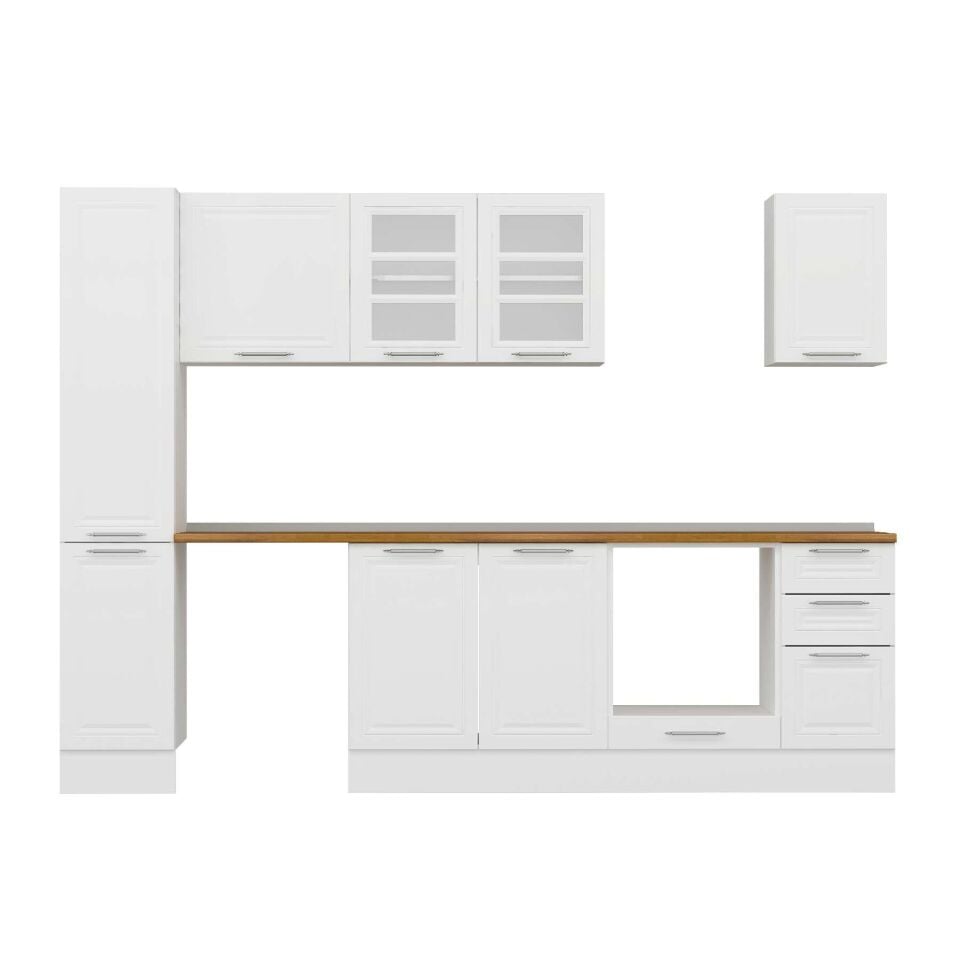 Alvinka 280X210 Cm Klasik Mebran Mutfak Dolabı Mb-E80B40S40-3 Mebran | Beyaz - Suntalam