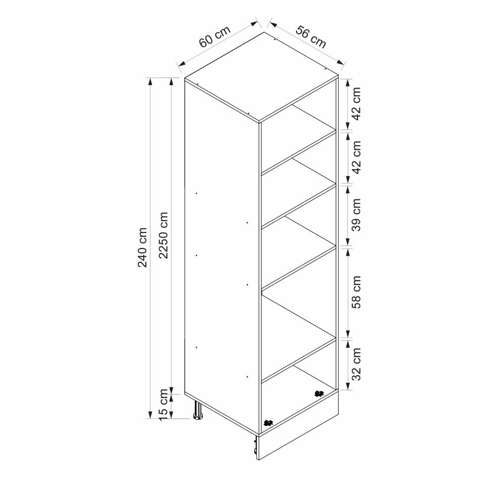 Alvinka Mutfak Modül 60-H240Cm Boy Ankastre Dolabı Antrasit Suntalam