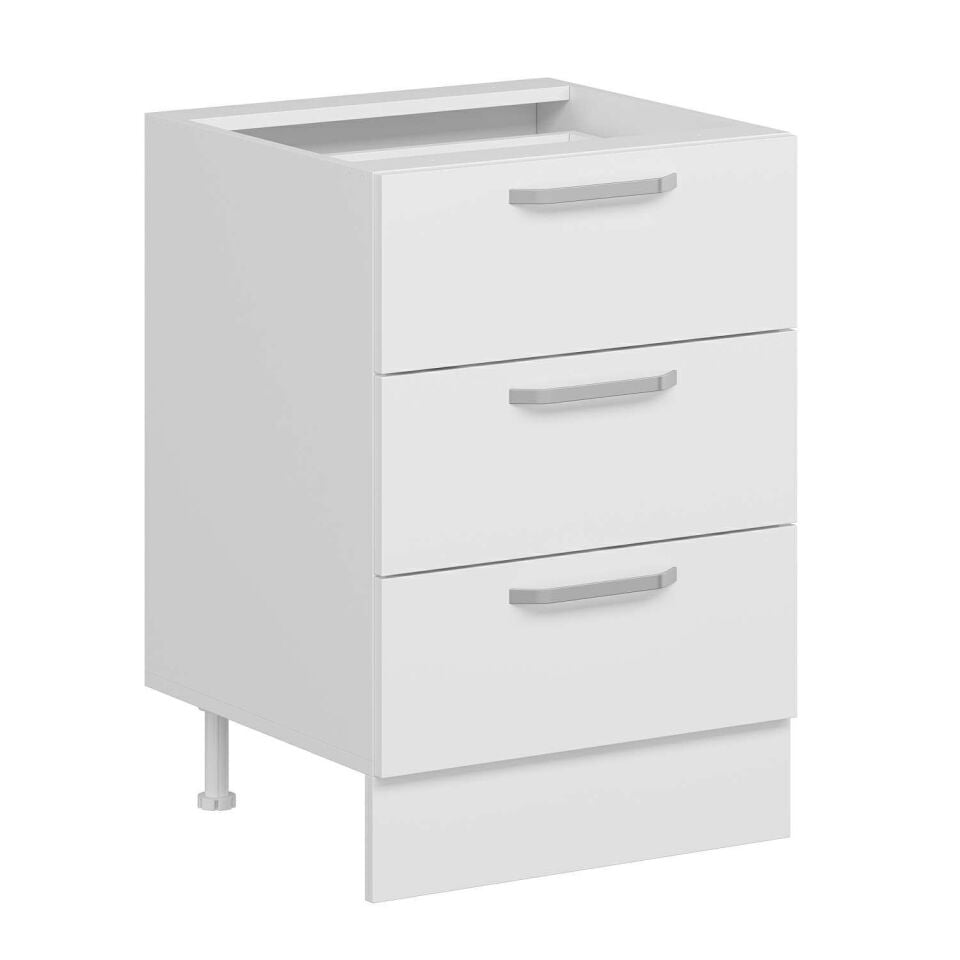 Alvinka Mutfak Modül Duz Alt 3Ç 60Cm Dolap Beyaz Beyaz