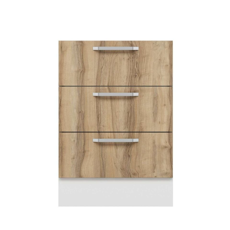 Alvinka Mutfak Modül Duz Alt 3Ç 60Cm Dolap Beyaz Dore