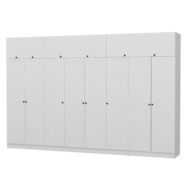 Minar Kale 8 Mebran Panjur Kapaklı 2 Ç Dolap Ve Yüklük Beyaz 255CM