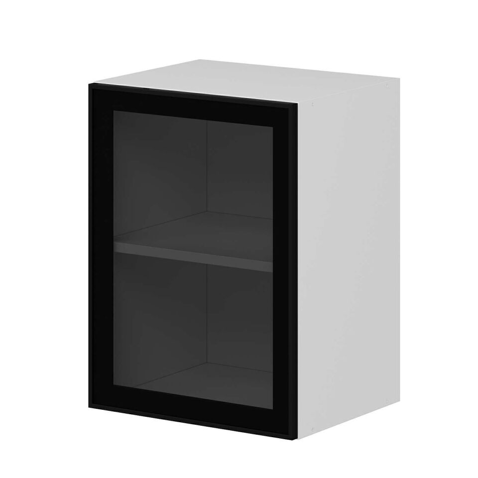 Alvinka Mutfak Modül Üst 1Dk1R 45-H60Cm Dolap Beyaz Alm Cam Mdf