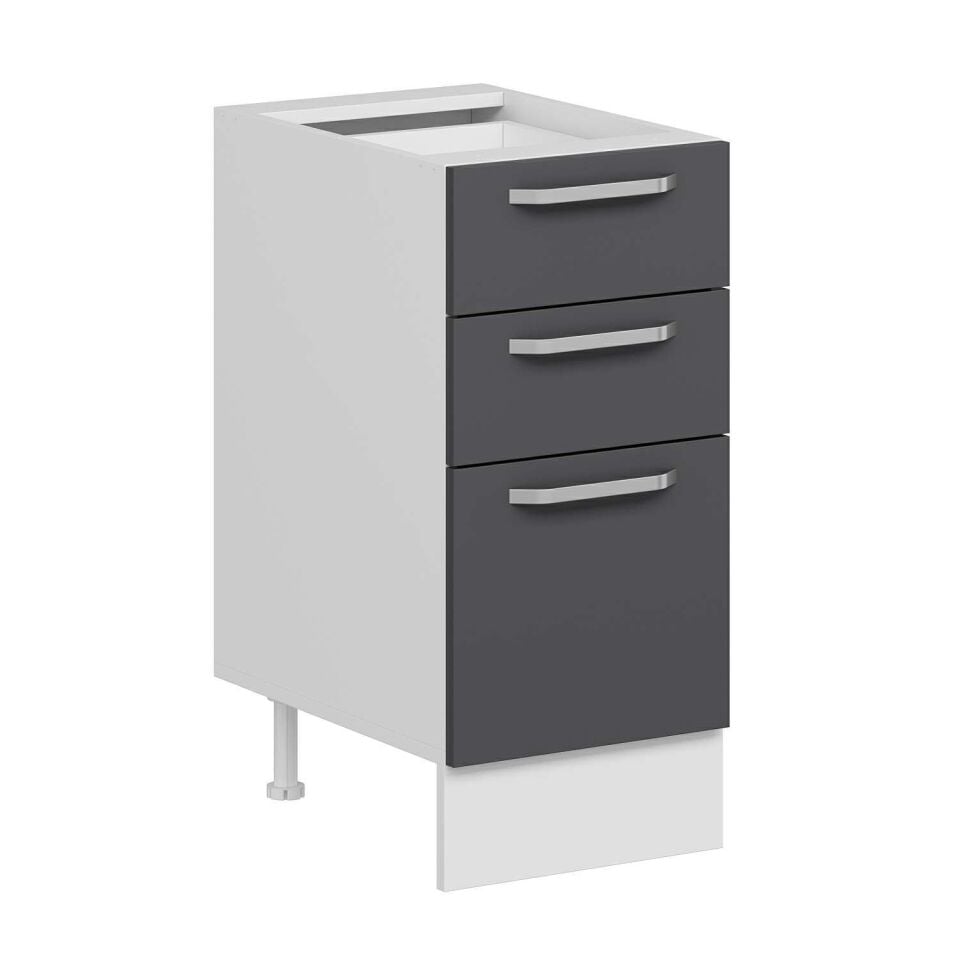 Alvinka Mutfak Modül Duz Alt 3Ç1B2K 40Cm Dolap Beyaz Antrasit