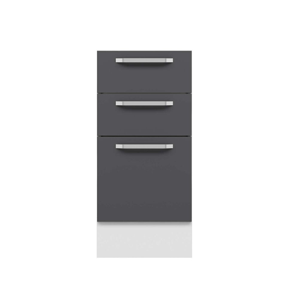 Alvinka Mutfak Modül Duz Alt 3Ç1B2K 40Cm Dolap Beyaz Antrasit