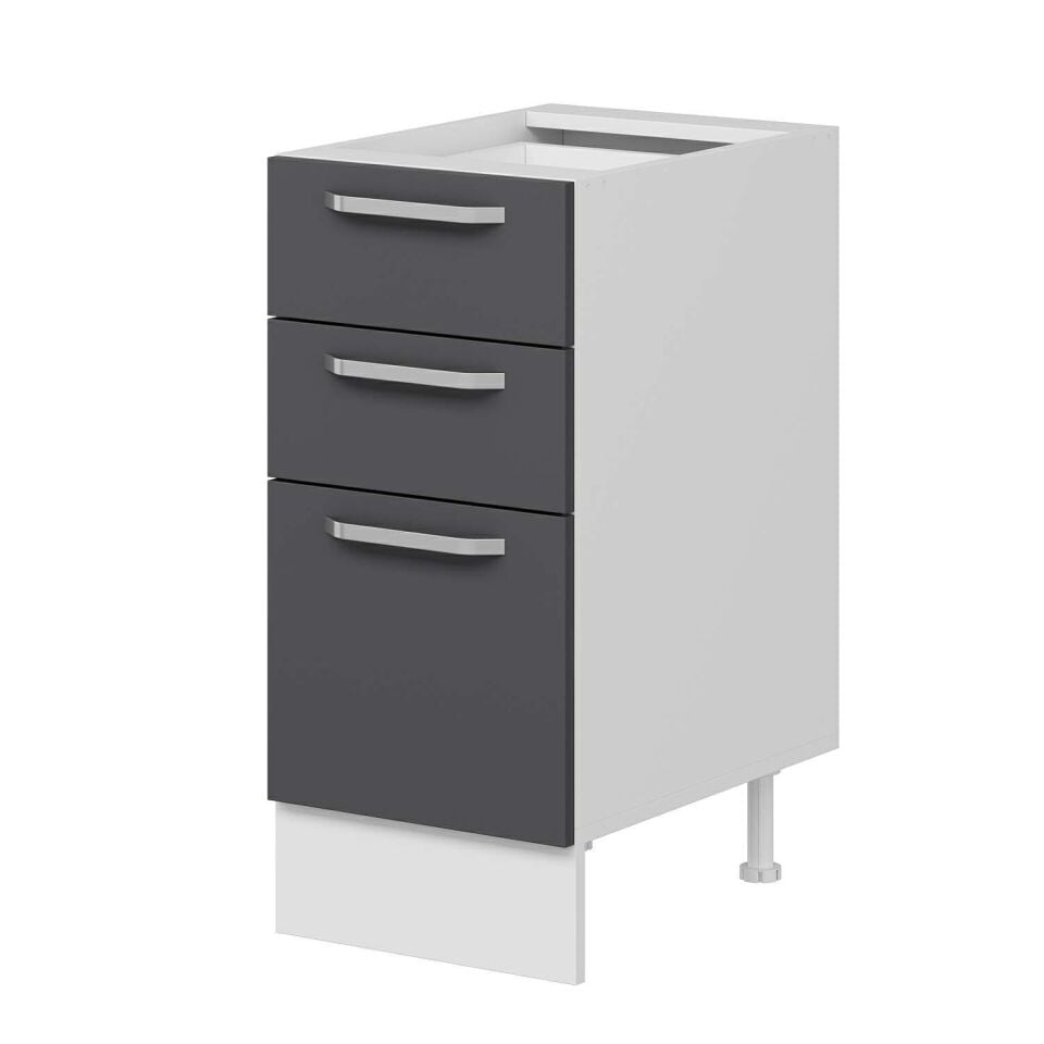 Alvinka Mutfak Modül Duz Alt 3Ç1B2K 40Cm Dolap Beyaz Antrasit