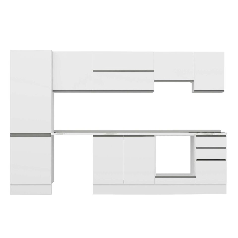 Alvinka 305X210 Cm High Gloss Mutfak Dolabı Mb-E80B60S45-1 High Gloss | Beyaz - Suntalam