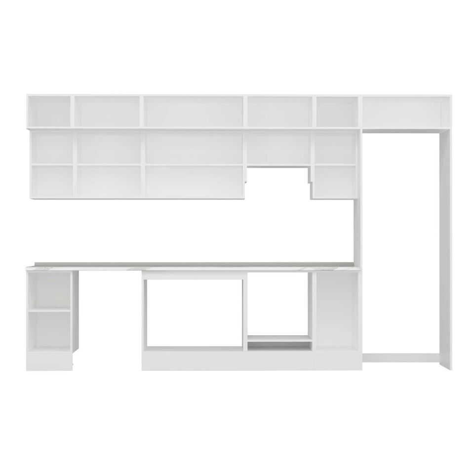 Alvinka 360X240 Cm Klasik Mebran Mutfak Dolabı Mb-E80S40S40-1 Mebran | Beyaz - Suntalam