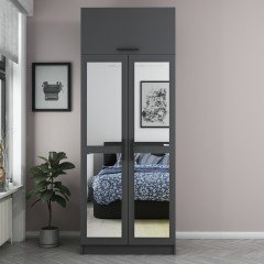 Minar Kale 2 Kapaklı 2 Aynalı Dolap Ve Yüklük Antrasit