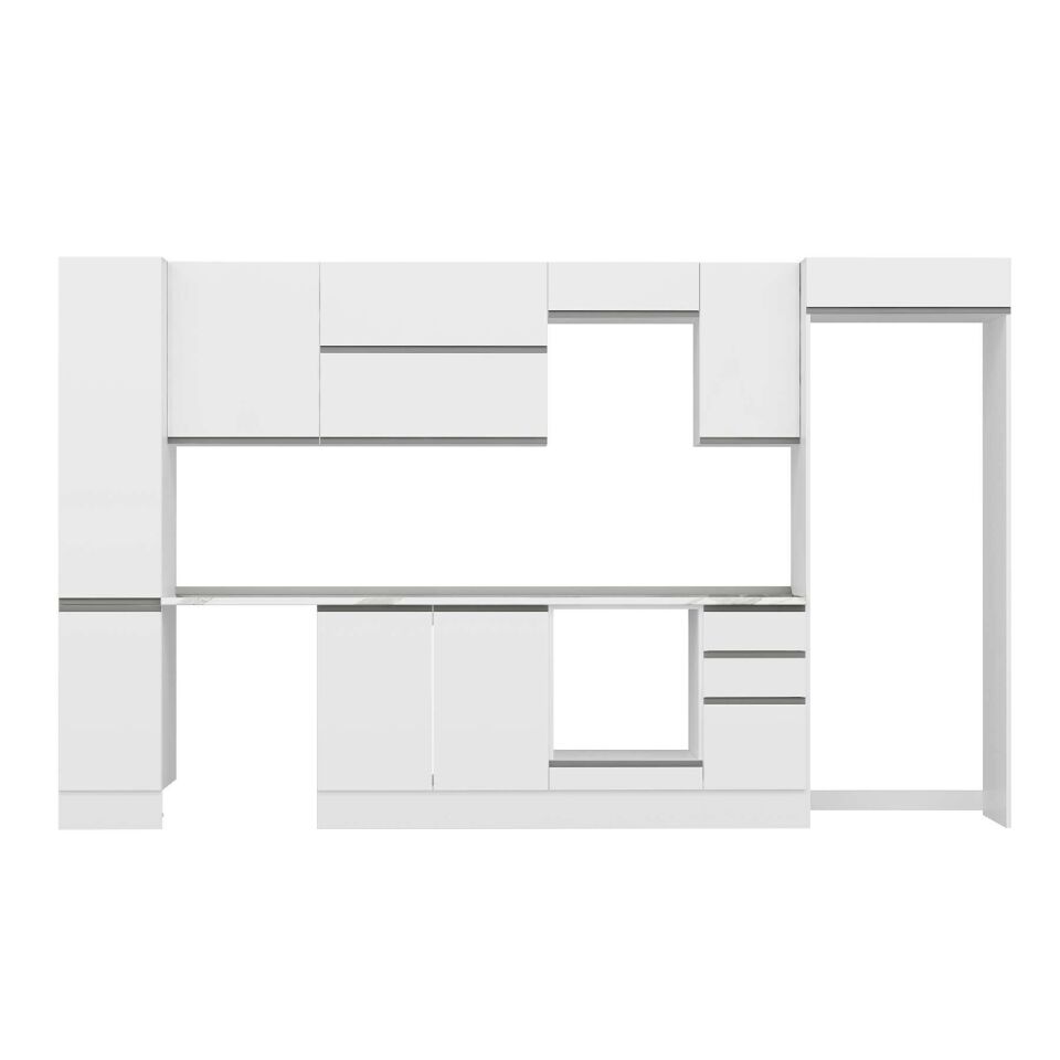 Alvinka 370X222 Cm High Gloss Mutfak Dolabı Mbb-E90B40S40-2 High Gloss | Beyaz - Mdf