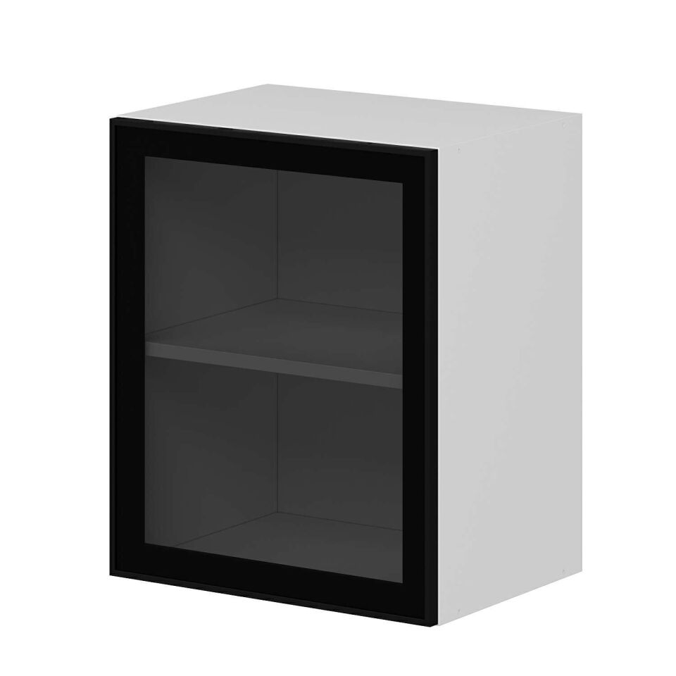 Alvinka Mutfak Modül Üst 1Dk1R 50-H60Cm Dolap Beyaz Alm Cam Mdf