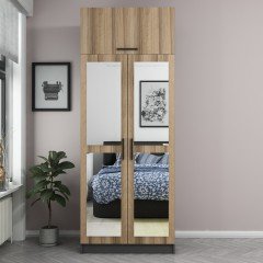 Minar Kale 2 Kapaklı 2 Aynalı Dolap Ve Yüklük Antrasit Dore