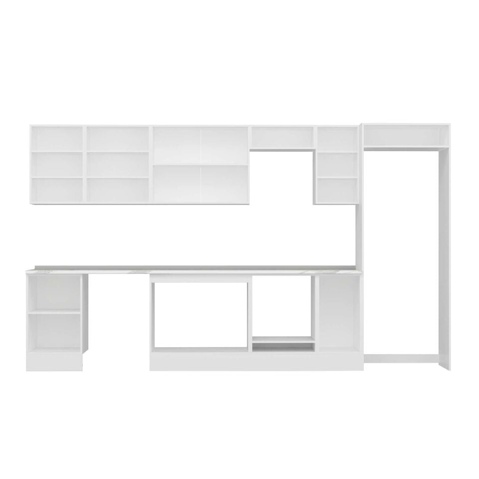 Alvinka 370X222 Cm Klasik Mebran Mutfak Dolabı Mb-E80S50S40-2 Mebran | Antrasit - Mdf