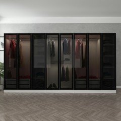 Minar Kale 8 Cam Kapaklı 4 Çekmeceli Dolap - Beyaz/Siyah