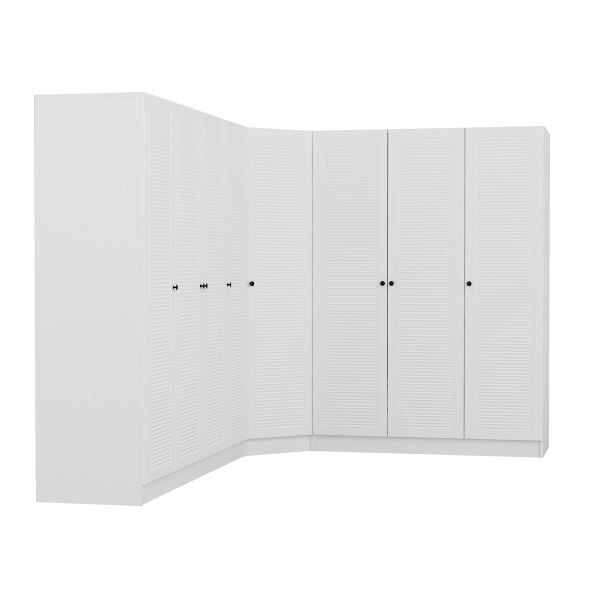 Minar Kale 8 Kapaklı 4 Çekmeceli Köşe Dolap Beyaz Mebran Panjur