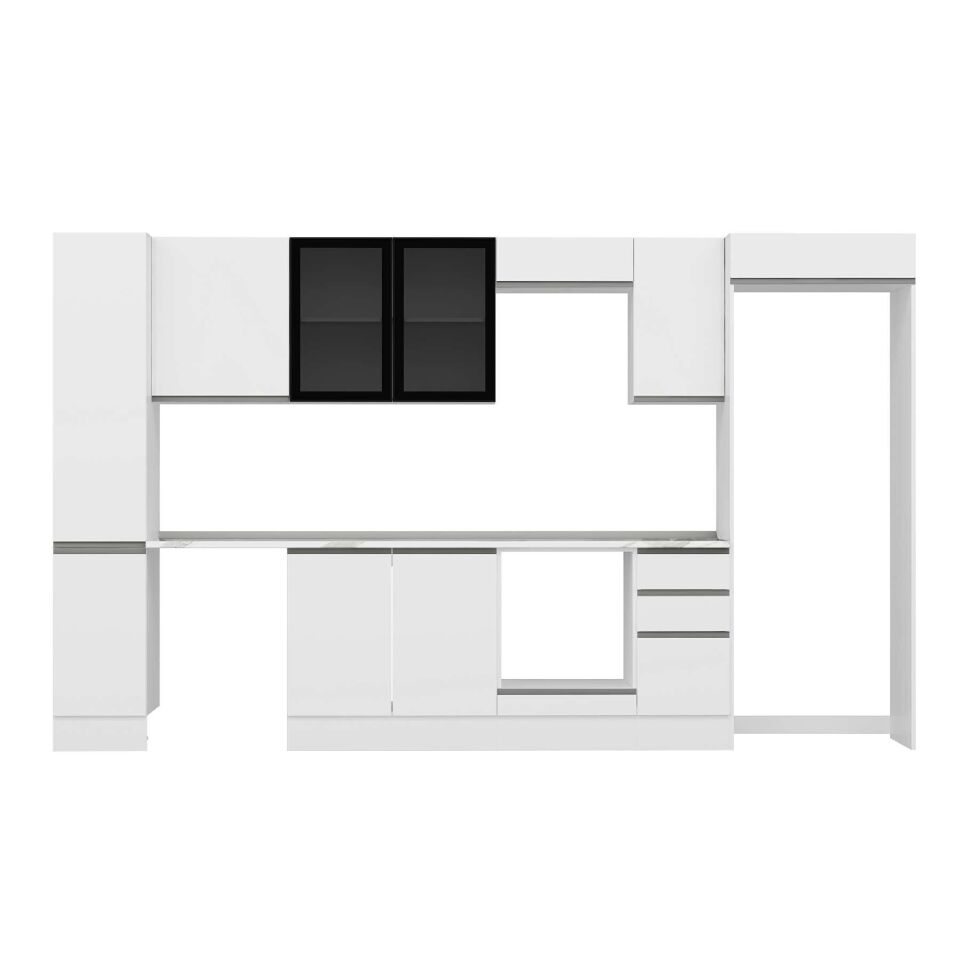 Alvinka 370X222 Cm High Gloss Mutfak Dolabı Mbb-E90B40S40-3 High Gloss | Beyaz - Suntalam