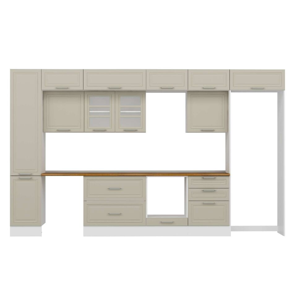 Alvinka 395X240 Cm Klasik Mebran Mutfak Dolabı Mbb-E90B45S60-3 Mebran | Kumtaşı - Suntalam